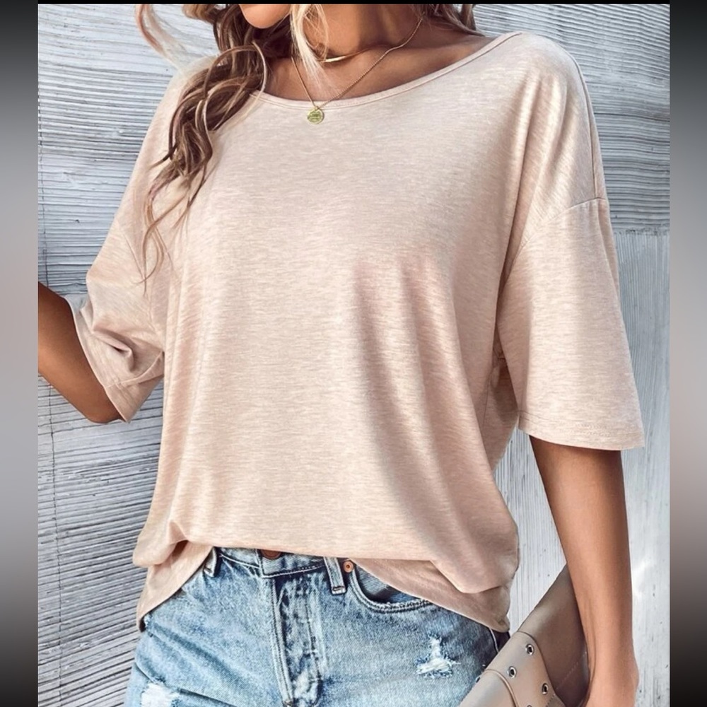 Classic Loose Fit Cut Out Back Batwing Sleeve Tee T Shirt Top Blouse Black - Picture 2 of 6